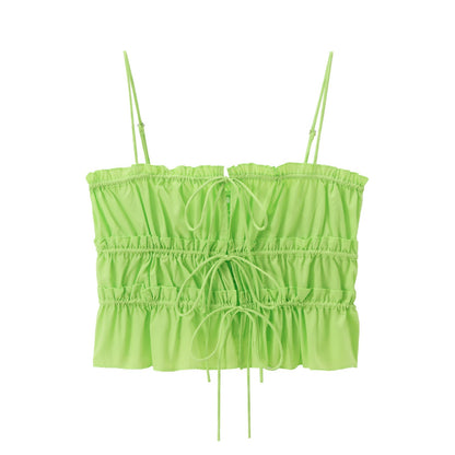 Simple Bowknot Spaghetti Strap Crop Top