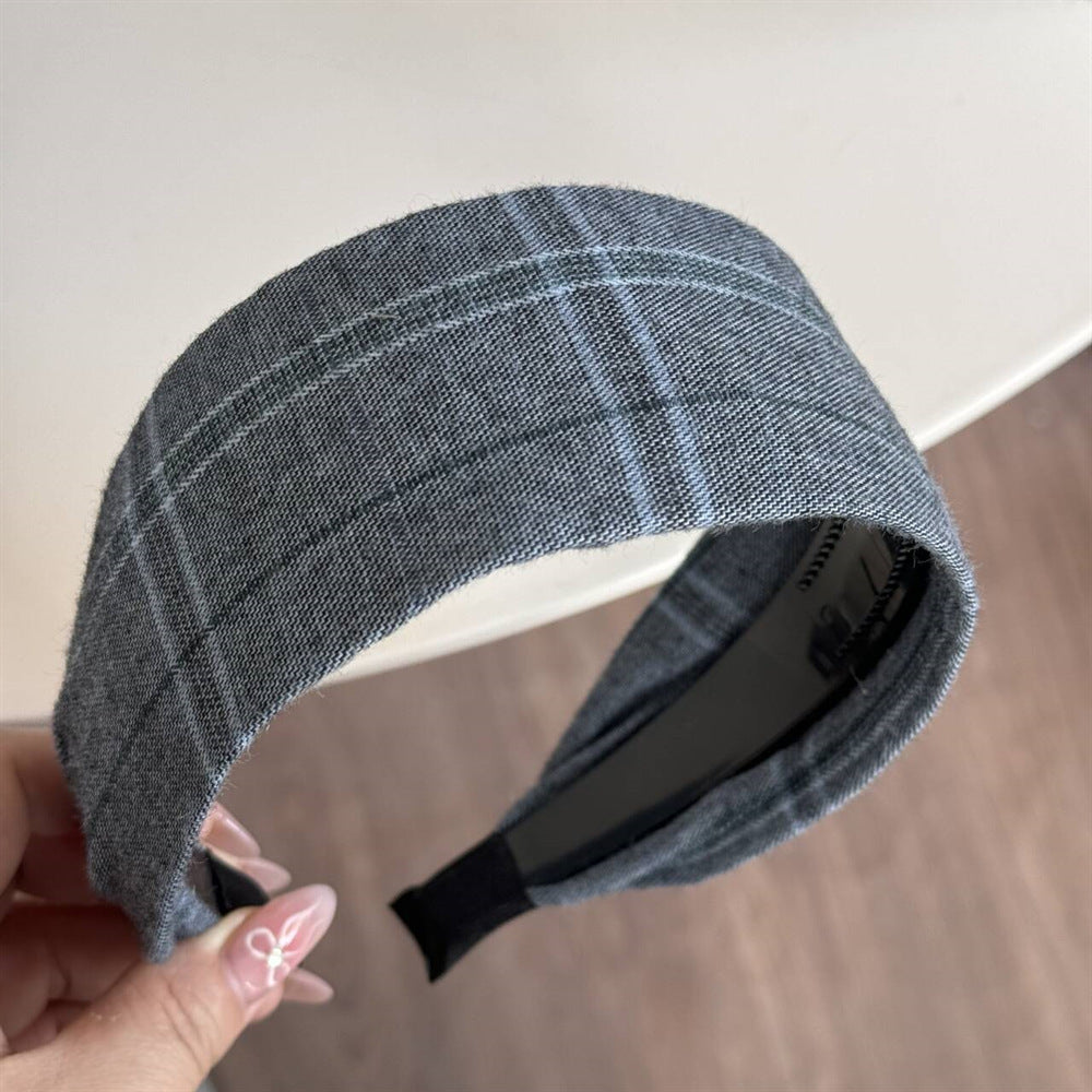 Plaid Rhinestone Simple Wide Headbands