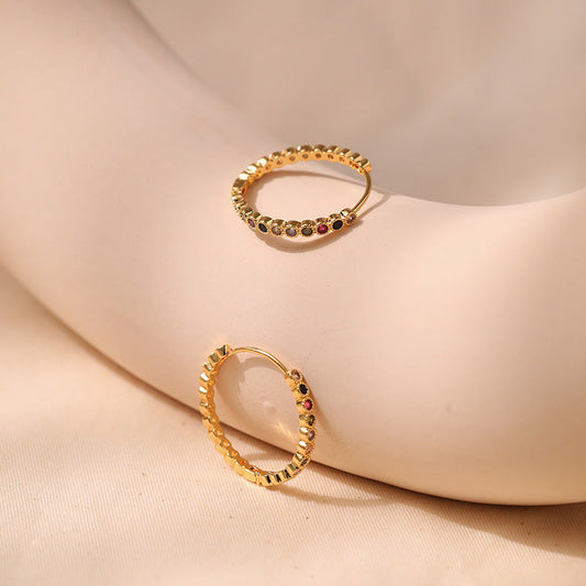 Simple Design Brass Plated Gold Hoop Earrings