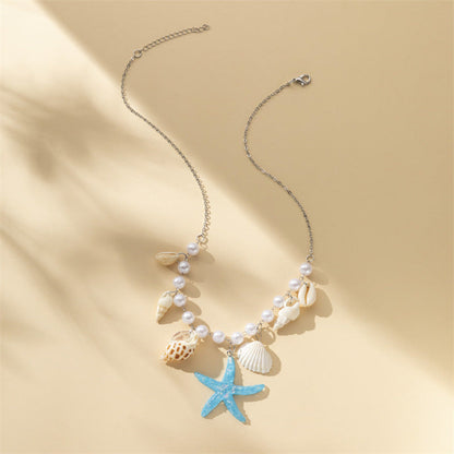 Trendy Shell Conch Pendant Layered Chain Necklace