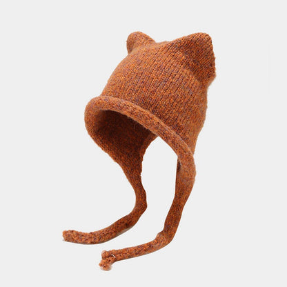 Cute Cat Ear Thermal Knit Beanie Hat