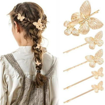 Trendy Gold Butterfly Hair Clip Sets