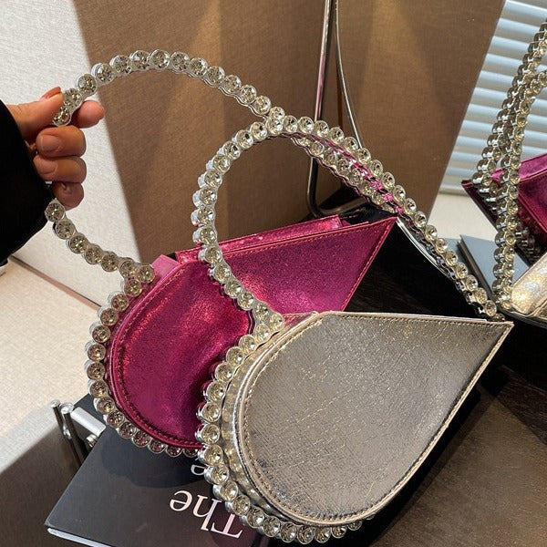 Love Shaped Rhinestone Elegant Party Handbag