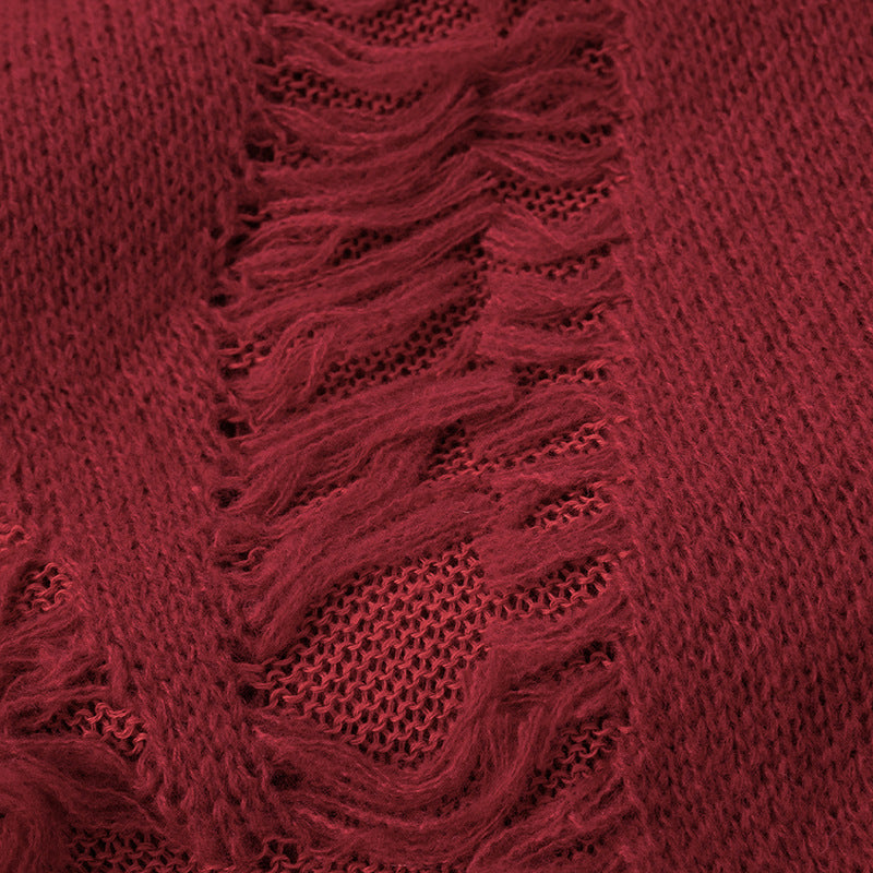 Vintage Loose Tassel Patchwork Pullover Sweater