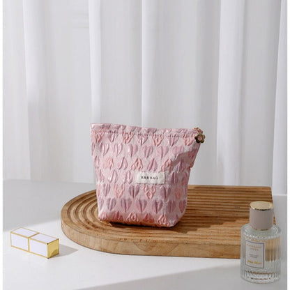 Love Jacquard Color Block Portable Cosmetic Bag