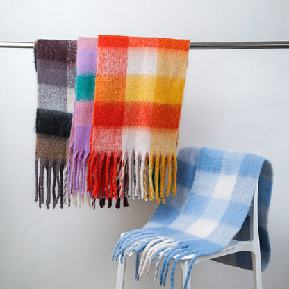 2+ Soft Contrast Color Plaid Scarves