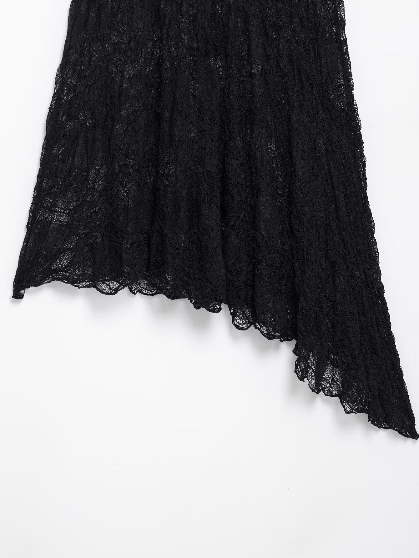Trendy Solid Color Asymmetrical Lace Skirt