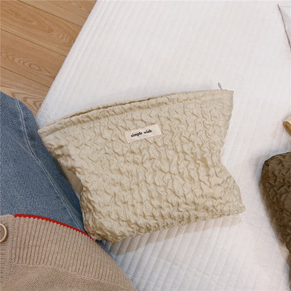 Simple Solid Color Large Capacity Makeup Bag