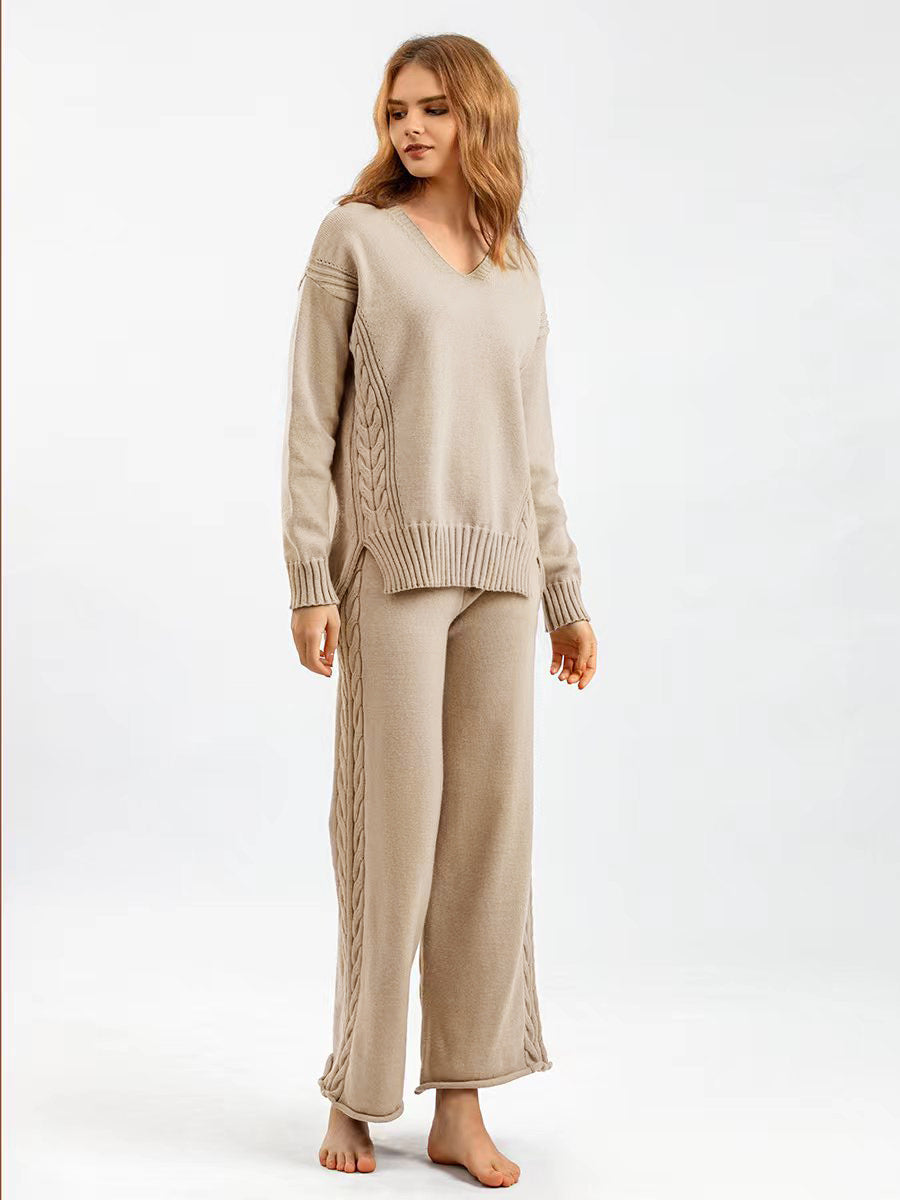 2+ V-Neck Side Split Knit Sets