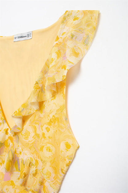 Sweet Pleated Printed Bodycon Mini Dress