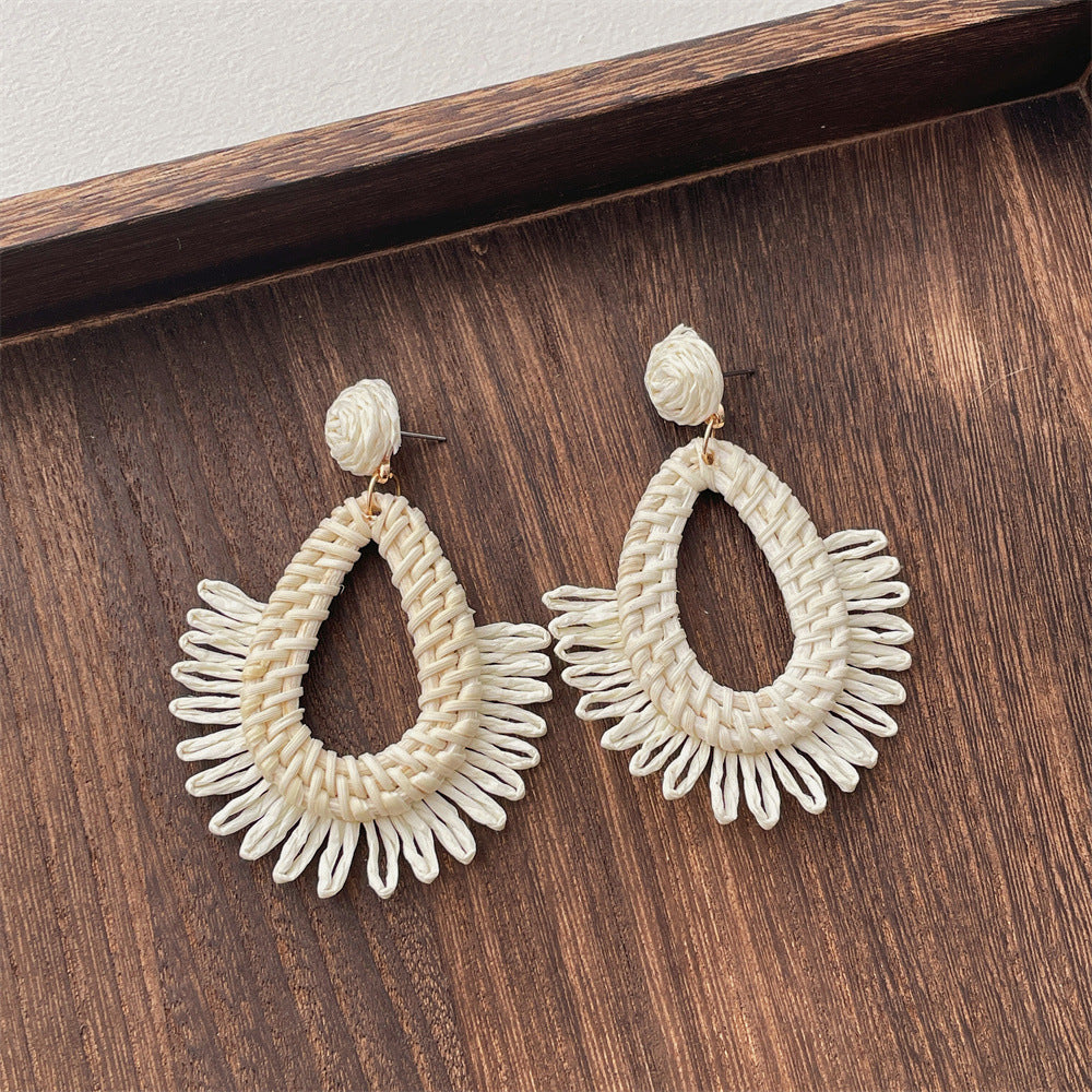 Vintage Handwoven Rattan Grass Earrings