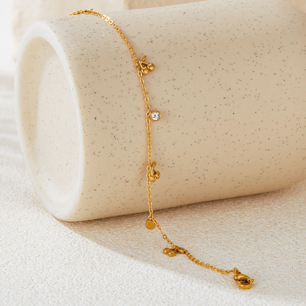 Creative Cherry Gold Plated Rhinestone Bracelet
