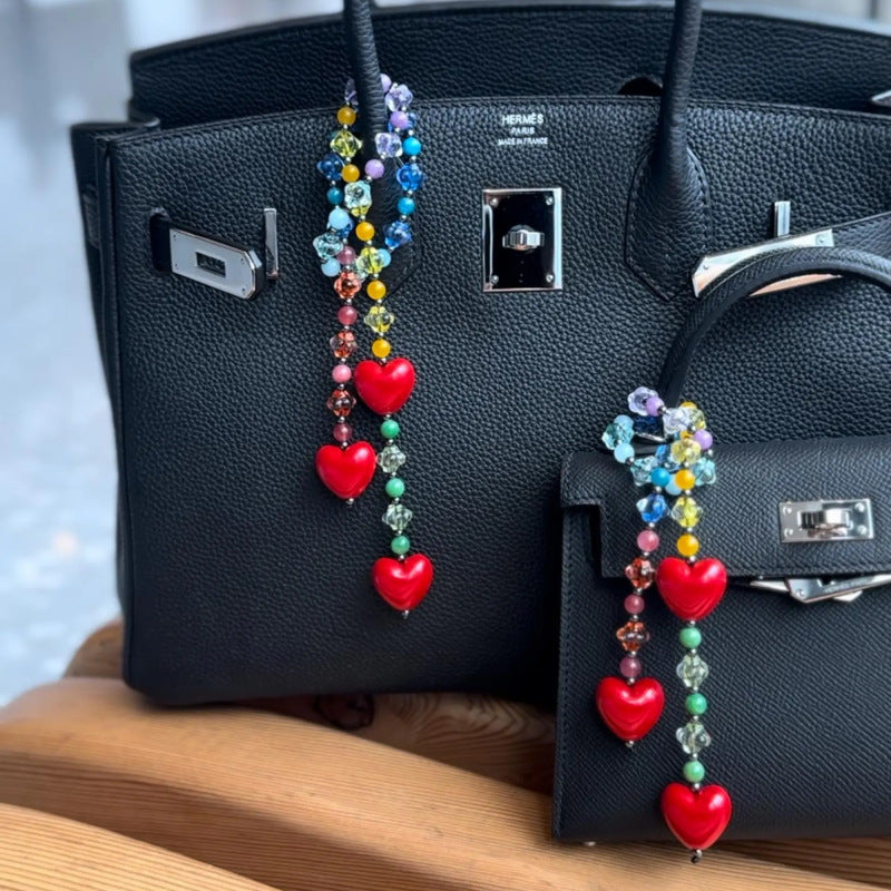 Red Heart Pendant Keychain Bag Charm