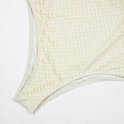 Sexy Bikini One- Piece With Mesh Coverup