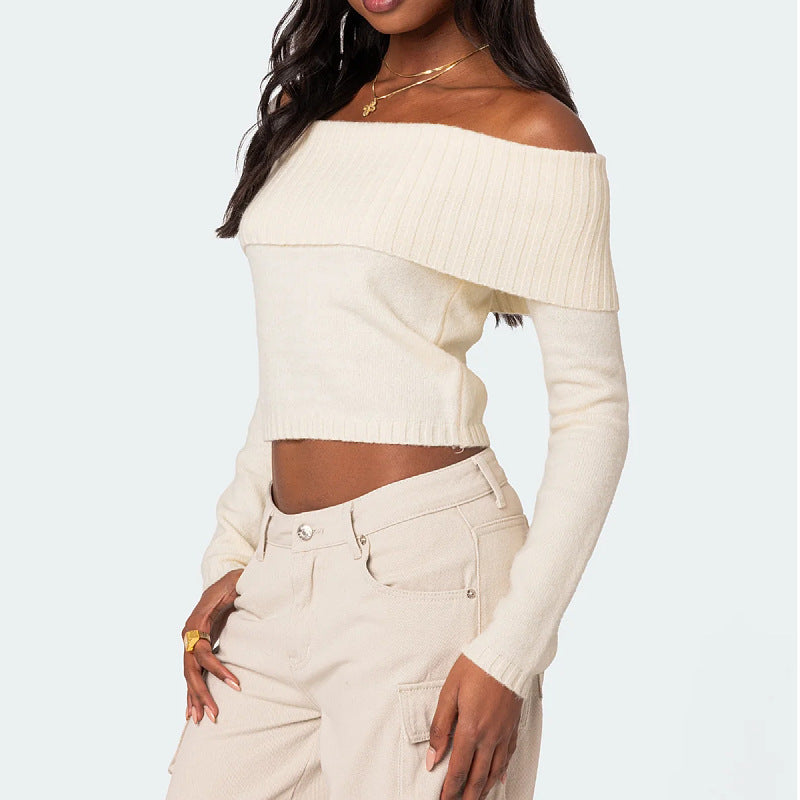 Sexy Solid Color Off Shoulder Knited Top