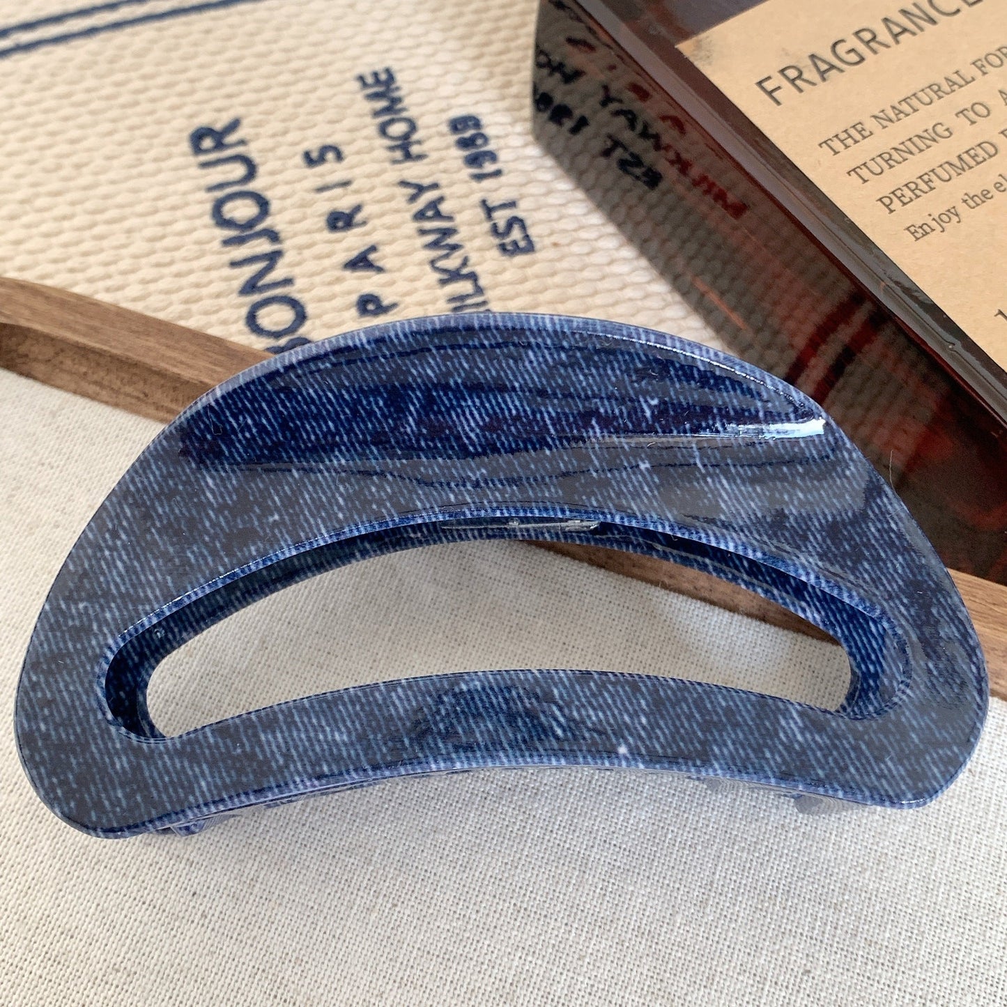 Simple Blue Geometric Acetate Hair Claw