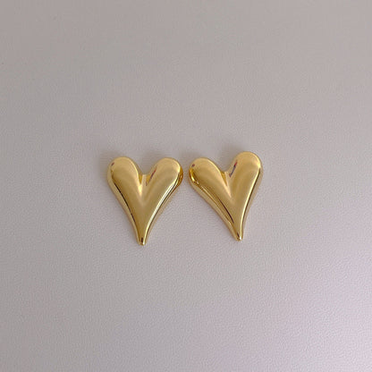 Love Heart Metal Elegant Stud Earrings