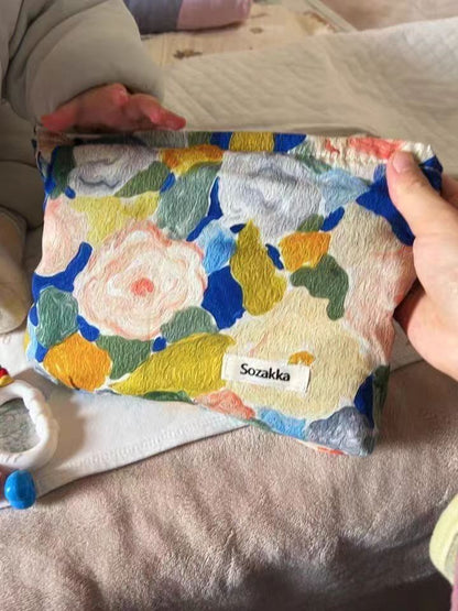 Floral Irregular Print Portable Cosmetic Bag