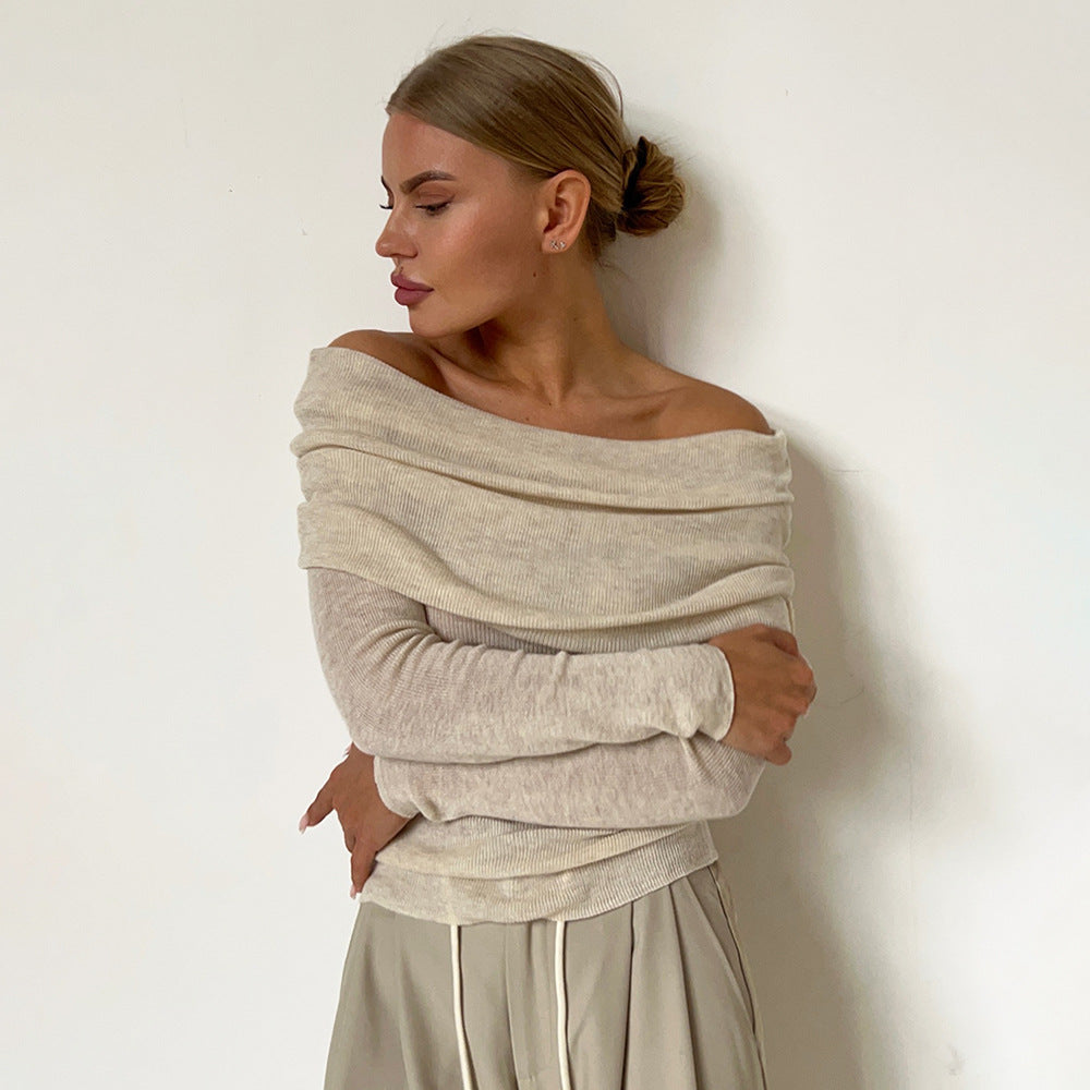 Off Shoulder Sexy Solid Color Knit Top