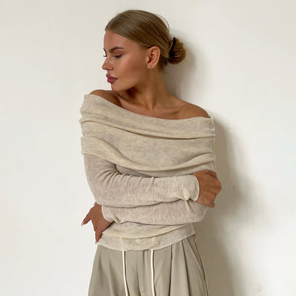 Off Shoulder Sexy Solid Color Knit Top