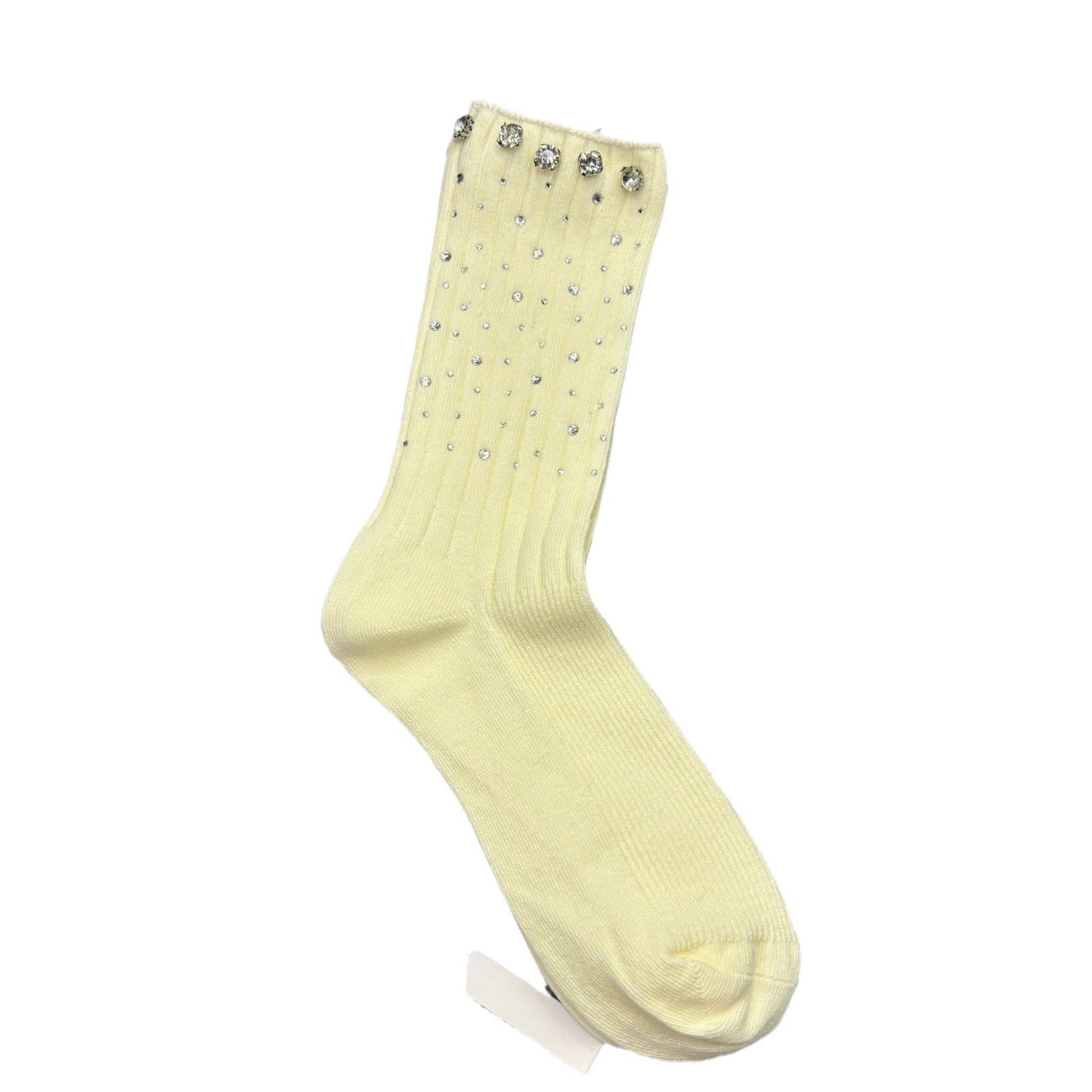 Rhinestone Ribbed Sweet Cotton Socks