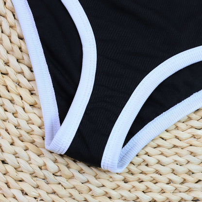 Color Block Button Down Bikini Sexy Swimwear