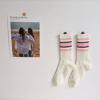Striped Color Block Caual Socks