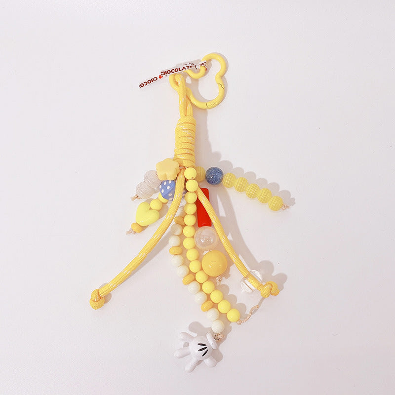 Cute Color Block Beaded Keychain Bag Charm