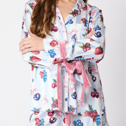 Sweet Cartoon Print Satin Sleepwear Set
