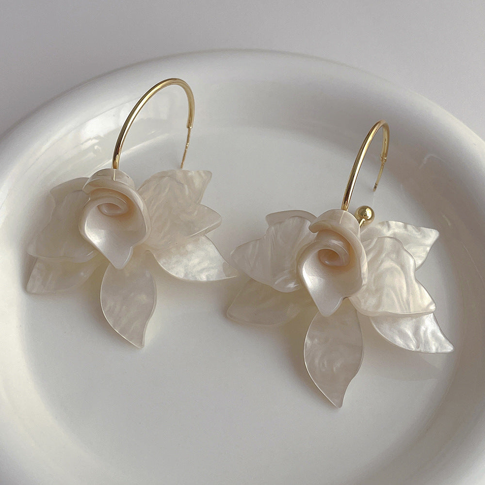 Vintage Large Flower Petal Dangle Earrings