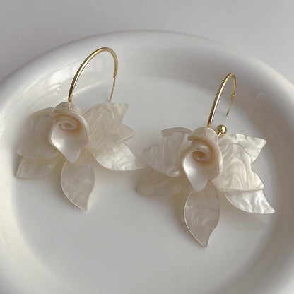 Vintage Large Flower Petal Dangle Earrings
