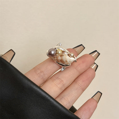 Handmade Pearl Shell Inlaid Stacked Open Ring