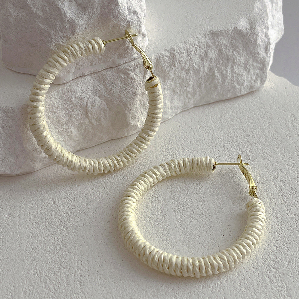 Vintage Cool Rattan Circle Hoop Earrings