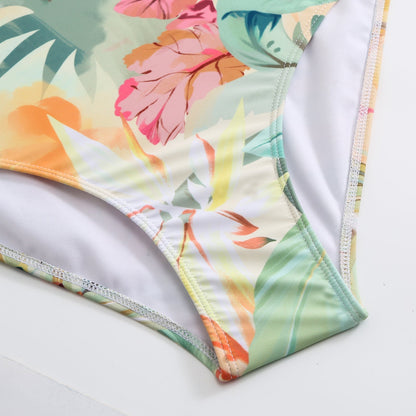 Backless Floral Print Swimwears with Covers