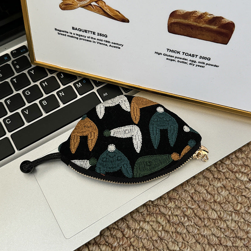 Minimalist Embroidered Mini Coin Purse Wallets