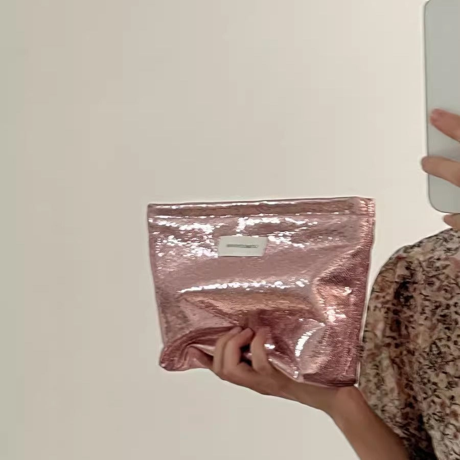 Simple Shining Large Capacity Portable Cosmetic Bag