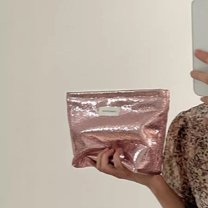 Simple Shining Large Capacity Portable Cosmetic Bag