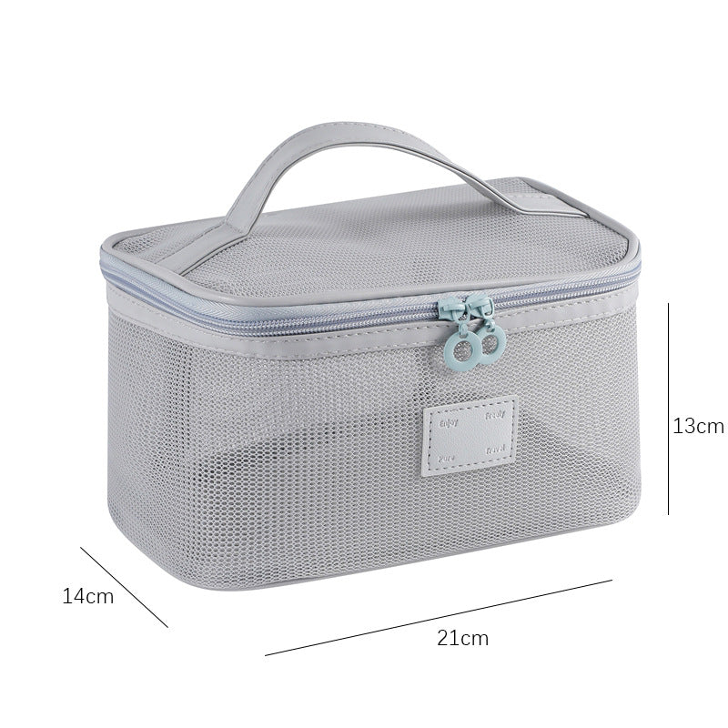 Solid Color Mesh Large Capacity Make Up Bags