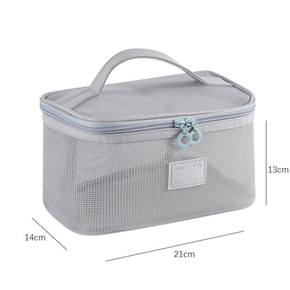 Solid Color Mesh Large Capacity Make Up Bags