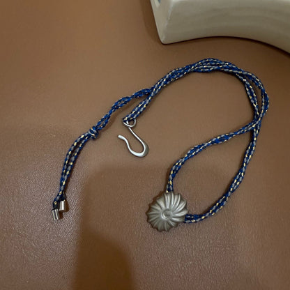 Handmade Shell Conch Braided Cord Necklace