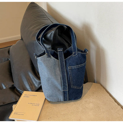 2+ Contrast Color Splice Demin Shoulder bags