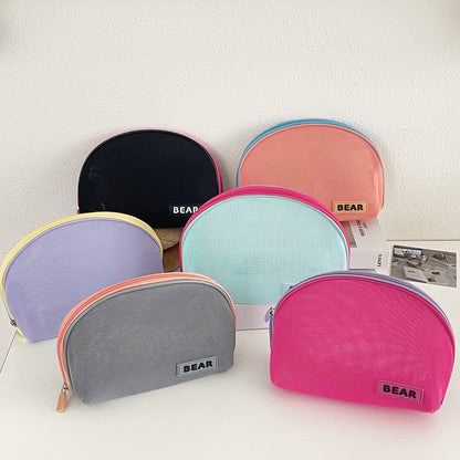 Half Moon Color Block Portable Make Up Bag
