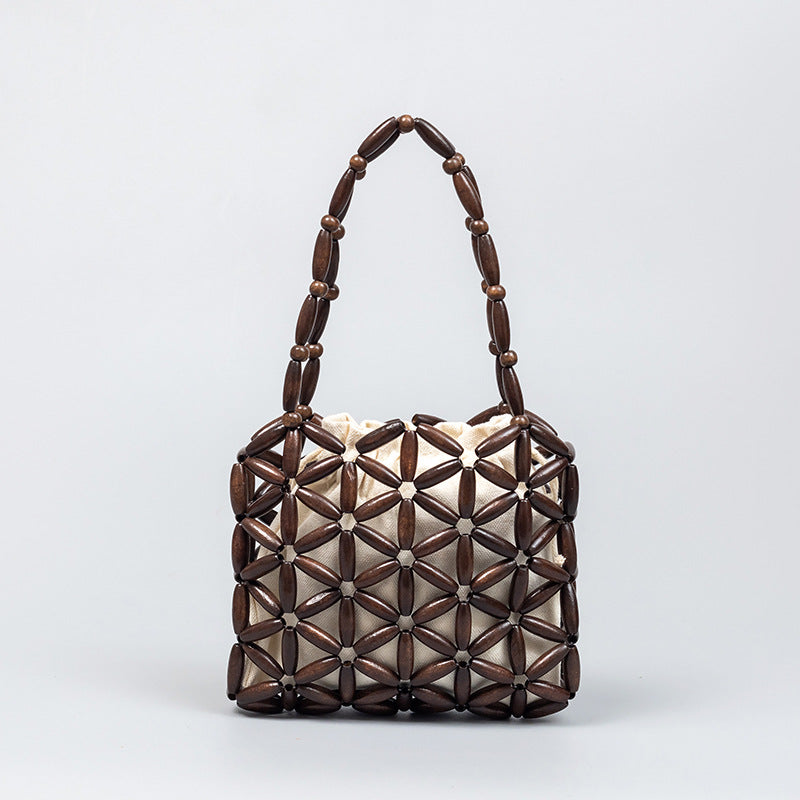Wooden Bead Woven Handbags
