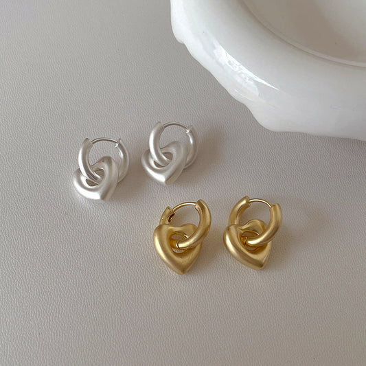 Vintage Matte Heart Drop Earrings