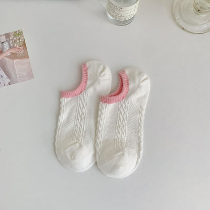 Color Block Sweet Simple Low Ankle Socks
