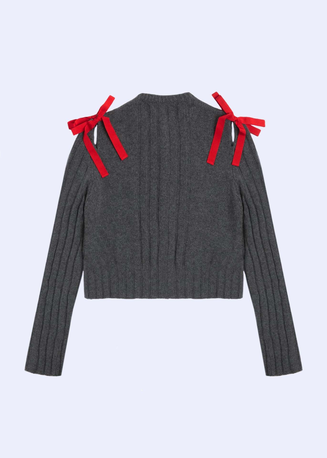 Simple Solid Color Bow Knot Knit Sweater