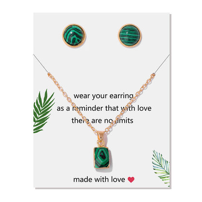 Vintage Stone Pendant Earring Necklaces Set