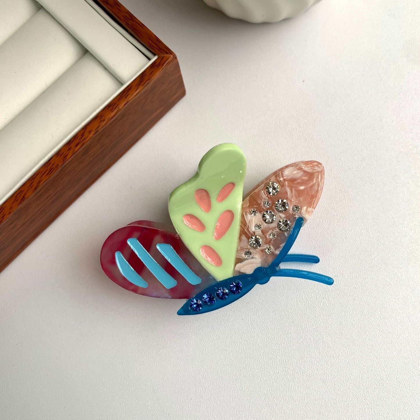 Colorful Butterfly Rhinestone Hair Claws