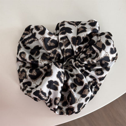Vintage Leopard Print Satin Elastic Hair Scrunchies