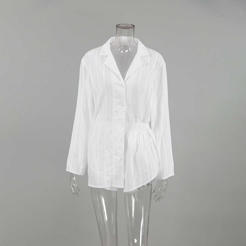 Stripe Jacquard Soft Sleepwear Sets